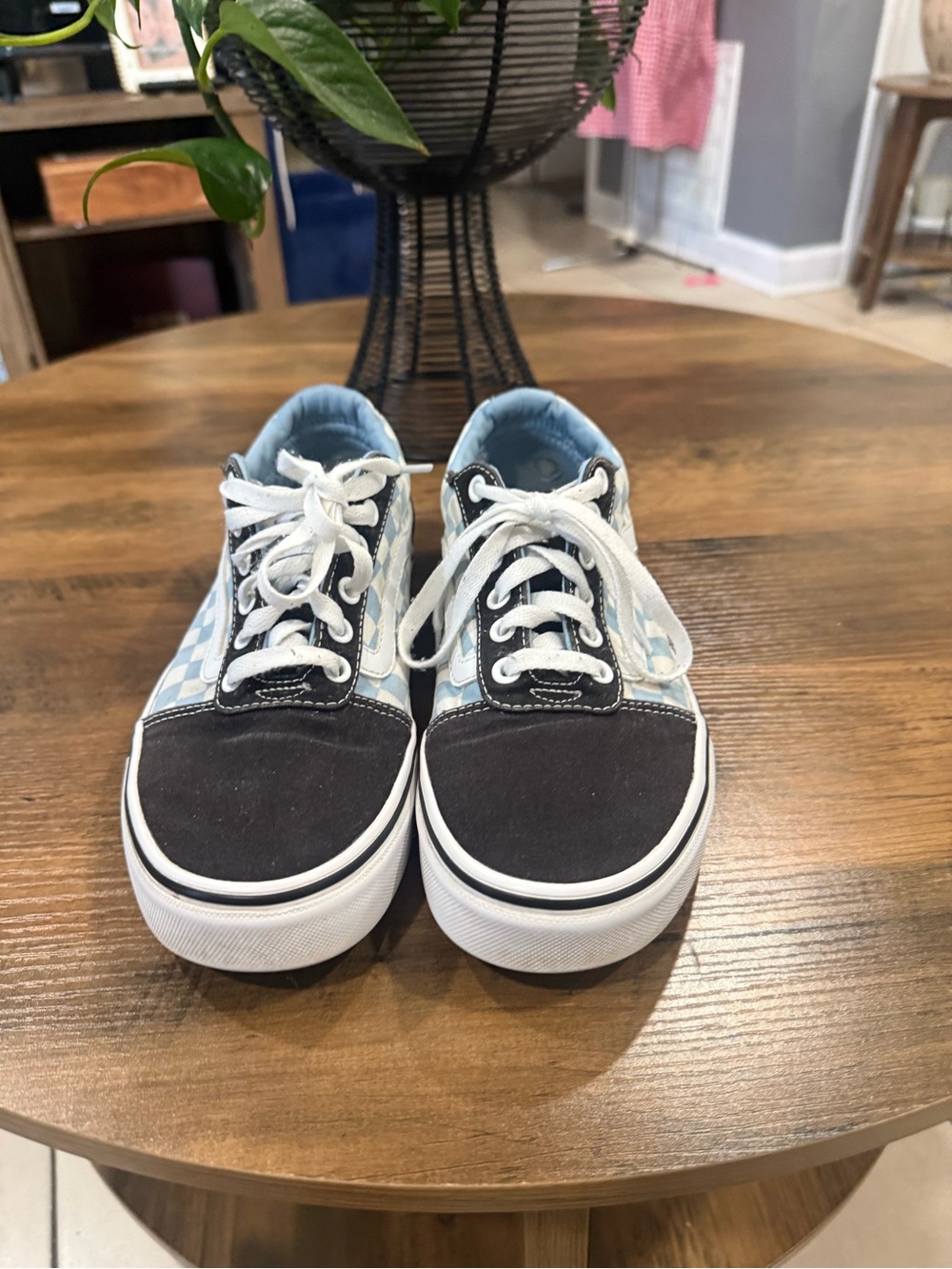 Vans Checkerboard Low-Top Sneakers - Black & Light Blue